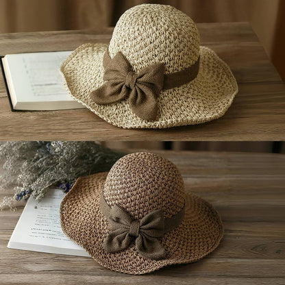 🎀 50% ZNIŻKI! 👒 Słomkowy Kapelusz Damski Retro z Kokardą – Składany, Przewiewny, Ochrona UV na Lato