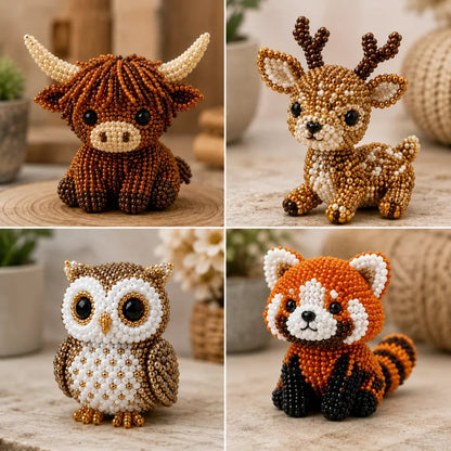 🧵🦉Zestaw do robótek ręcznych w kształcie zwierzątek z koralikami 3D