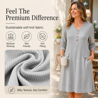 👗 Sukienka dzianinowa w pionowe paski i dekolt w serek dla kobiet