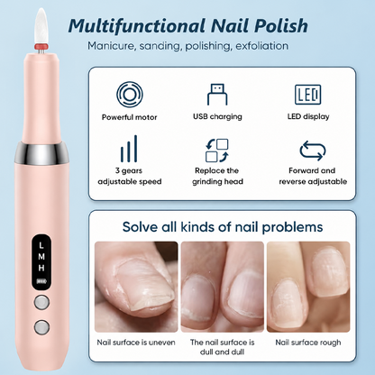 💅🔋 Bezprzewodowy manicure elektryczny z podstawką ładującą – ciesz się profesjonalnym manicure w domu! | Przenośny, akumulatorowy, gotowy do użycia w każdej chwili ✨