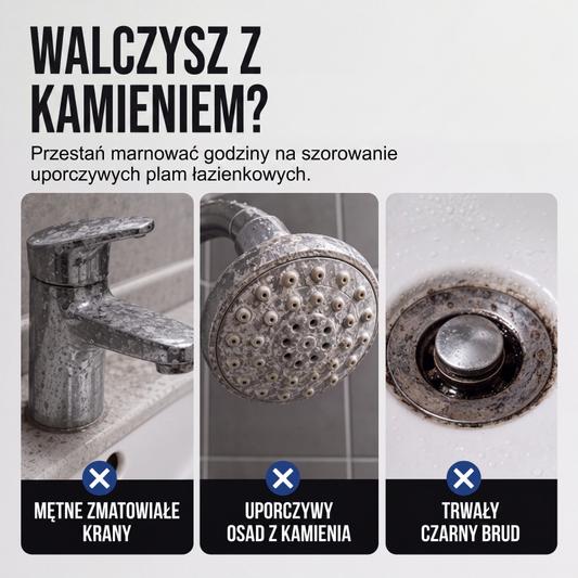 Wielofunkcyjny środek do usuwania kamienia 🍋 – usuwa kamień, czarne osady i osady mydlane – 3 działania w jednym