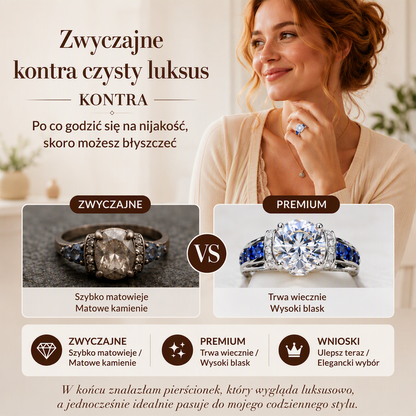 Chcesz efektu diamentu bez wydawania fortuny? – elegancki pierścionek koktajlowy – cyrkonia o doskonałym szlifie, blask jak u prawdziwego diamentu. Na pobranie! ✨