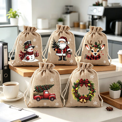 🎄 Torebki na Prezenty ze Sznurkiem – Stylowe, Wielokrotnego Użytku, Idealne na Święta 🎁