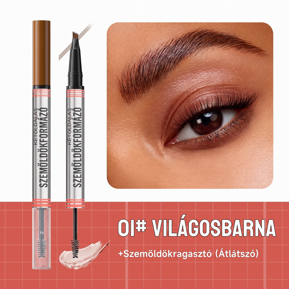 🔥2 az 1-ben szemceruza és szemöldökfixáló gél – sűrűbb és természetesebb szemöldökformázáshoz🥳