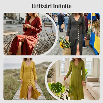 Sukienka koszulowa z długim rękawem w stylu vintage