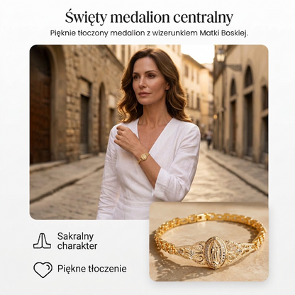 📿🌸 Elegancka bransoletka z ażurowym wizerunkiem Matki Boskiej – mistrzowska rzeźba – płatność przy odbiorze ✨✅